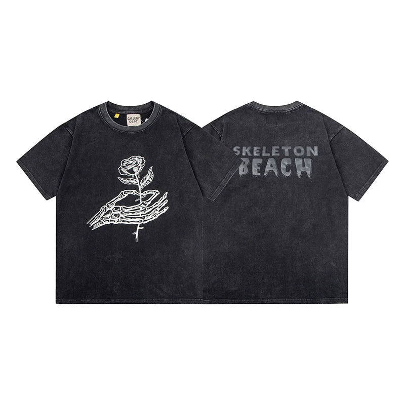 Vlone Fog Gallery DEPT American Printing Short Sleeve Vintage Loose Retro Make Old Gao Street T -shirt (91)