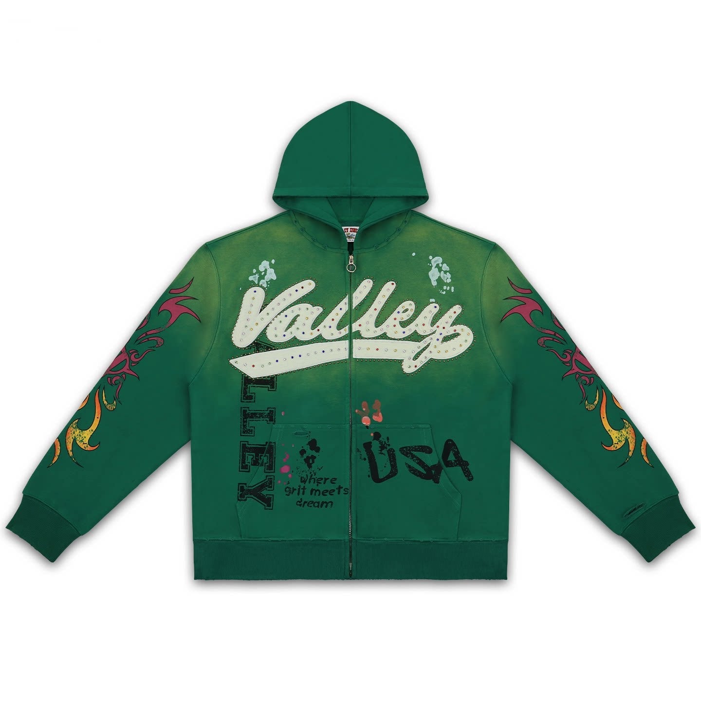 Vale Forever Valley & USA Graphic Vintage Wash Full-Zip Hoodie