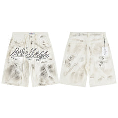 Vale Forever Off White Vintage Graffiti Denim Shorts